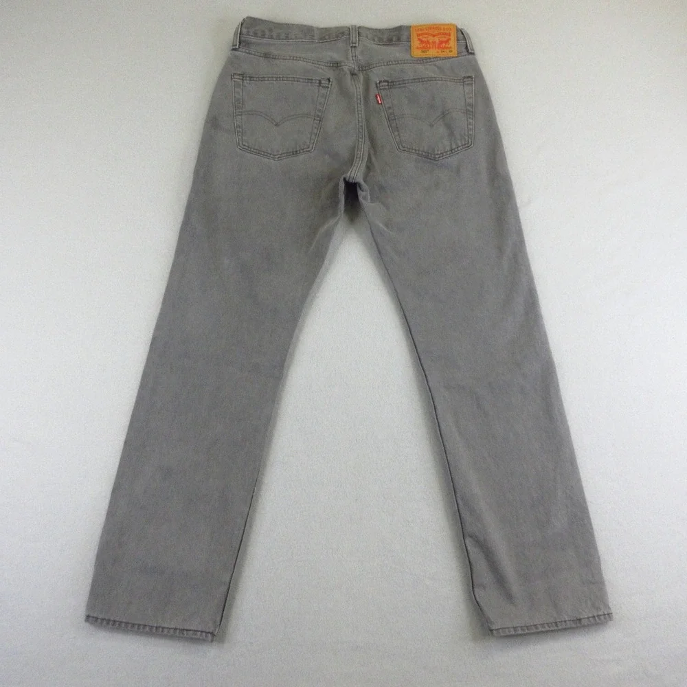 Levis Premium 501 Jeans Mens 34x32 (34x31) Gray Button Fly 100% Cotton EUC